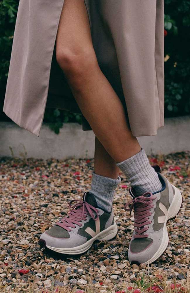 VEJA Venturi Suede Kaki Sable Oxford Grey from durable and fair suede | Sophie Stone