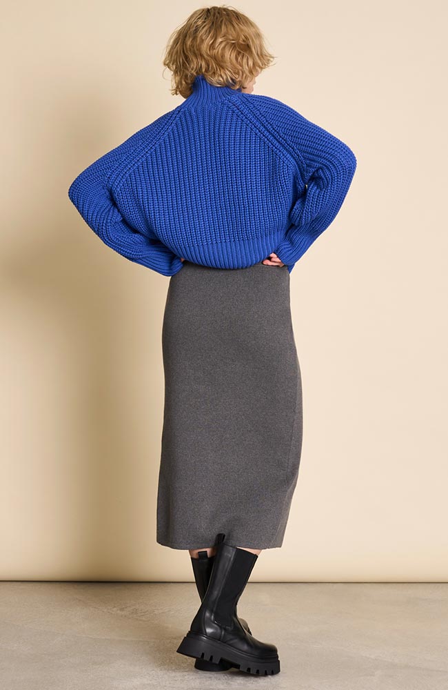 Jan 'n June Ola chunky knit trui dark azure van bio katoen | Sophie Stone