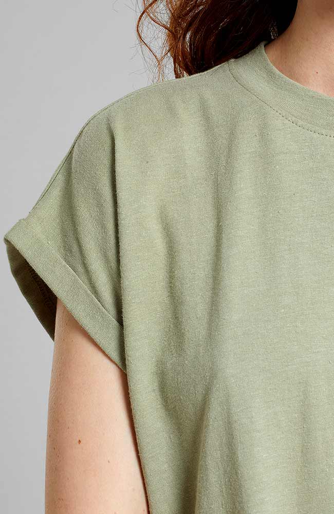 Dedicated Eksta hemp jurk tea green linnen | Sophie Stone