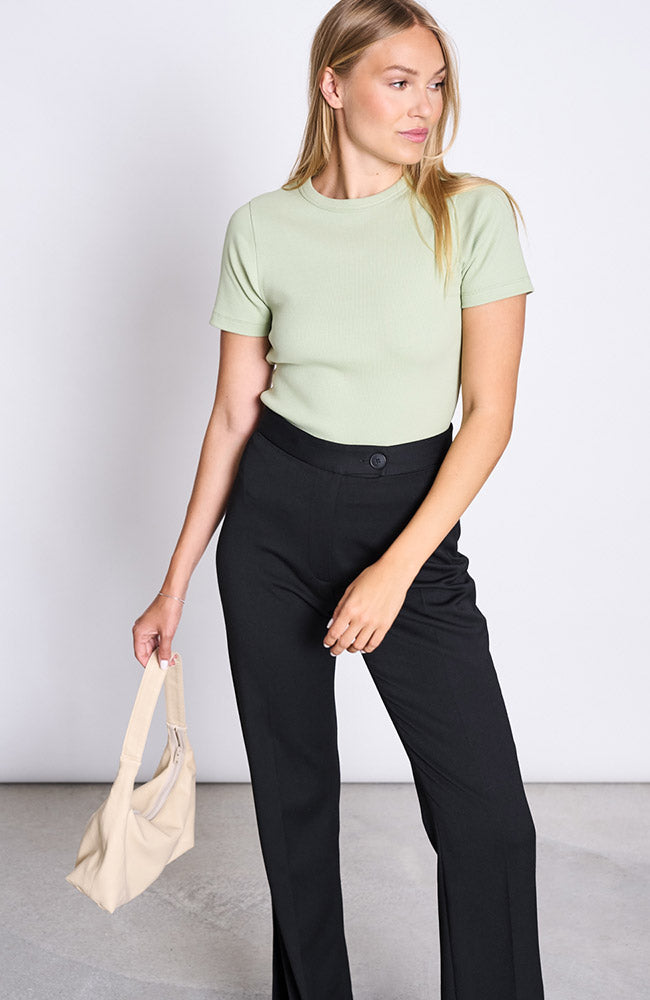 JAN N JUNE Nile rib t-shirt pistachio from organic cotton ladies | Sophie Stone