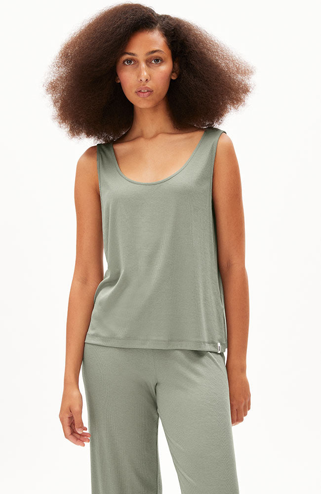ARMEDANGELS Minaami top grey green from lyocell and organic cotton ladies | Sophie Stone
