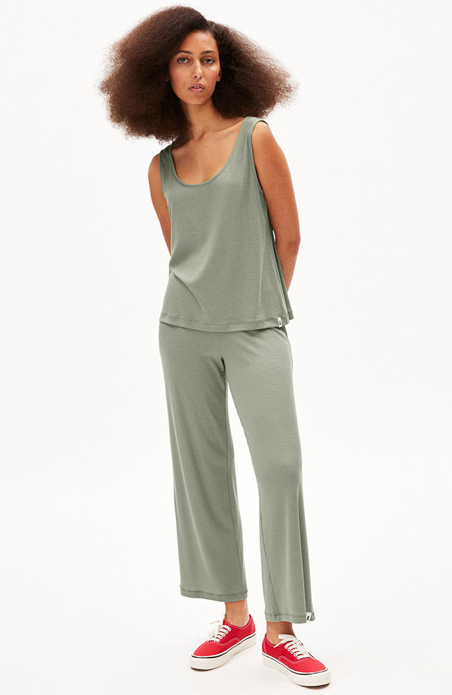 ARMEDANGELS Minaami top grey green from sustainable lyocell and organic cotton ladies | Sophie Stone