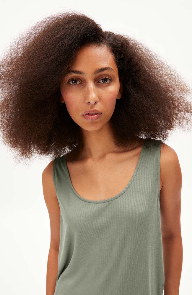 ARMEDANGELS Minaami top grey green in lyocell and organic cotton | Sophie Stone