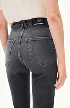 ARMEDANGELS Lejaani straight leg high waist jeans licorice durable organic cotton | Sophie Stone