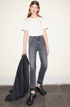 ARMEDANGELS Lejaani straight leg high waist jeans licorice organic cotton women | Sophie Stone