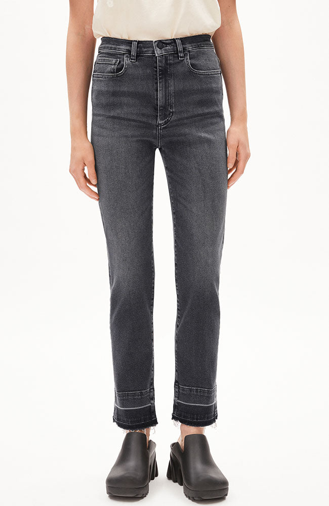 ARMEDANGELS Lejaani straight leg high waist jeans licorice organic cotton | Sophie Stone