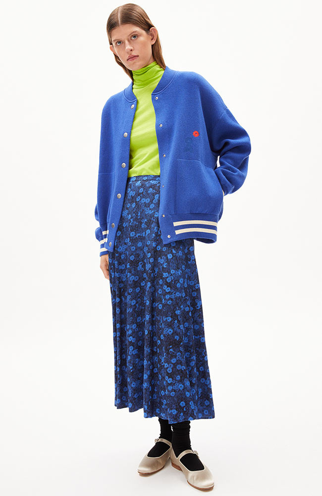 ARMEDANGELS Aalison college cardigan jacket in blue from organic cotton and wool women | Sophie Stone