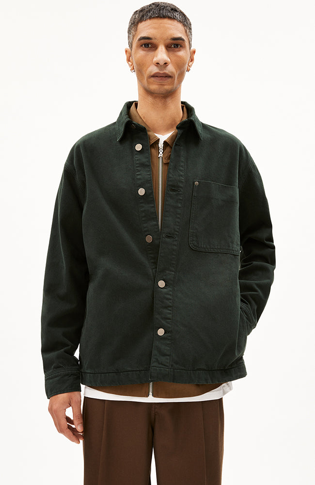 ARMEDANGELS Baasio jacket green from recycled cotton for men | Sophie Stone