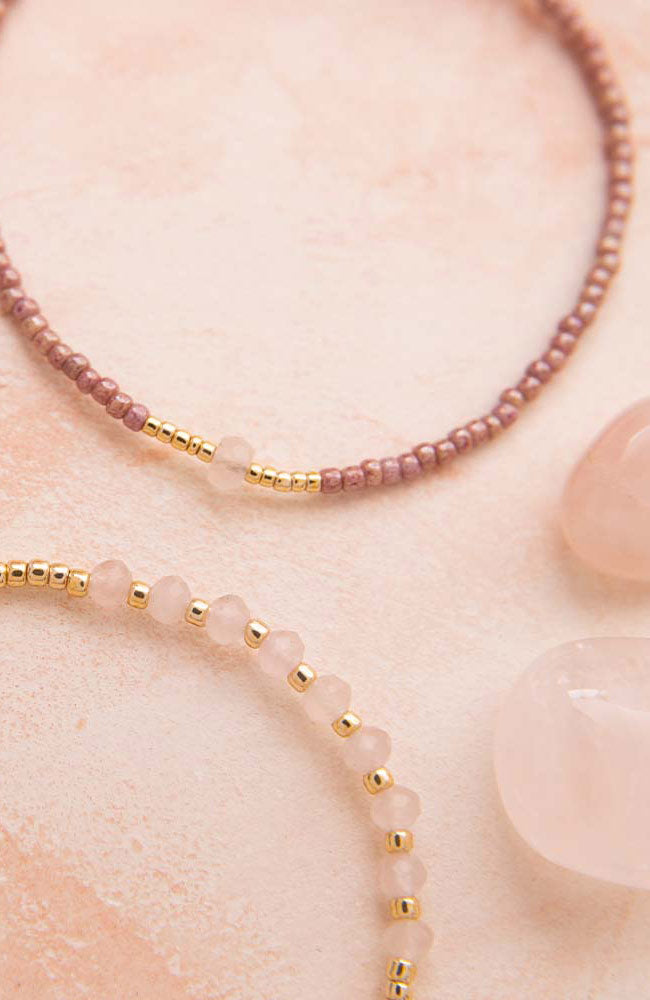 Rose quartz gold bracelet sale