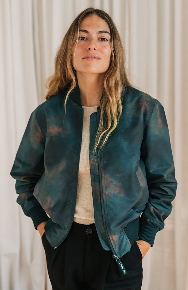 TWOTHIRDS Boucaut bomber jacket green recycled material | Sophie Stone