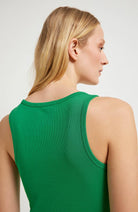 Lanius Rib top green in sustainable organic cotton for women | Sophie Stone