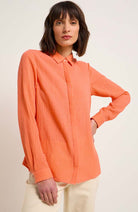 Lanius Blouse structure coral in organic cotton for women | Sophie Stone