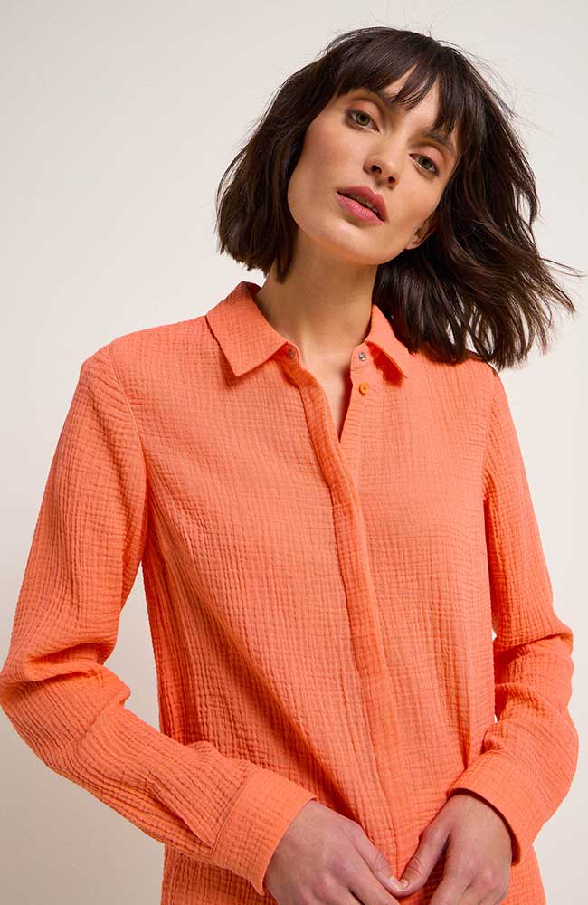 Lanius Blouse structure coral from organic cotton | Sophie Stone