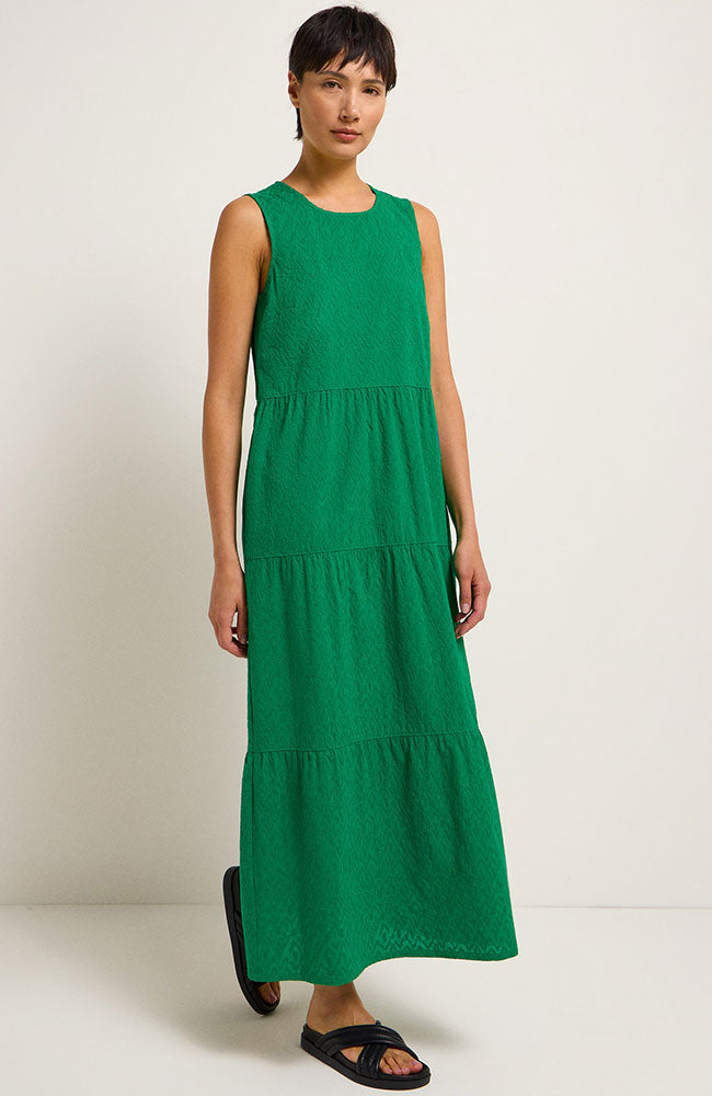 Lanius Maxi dress textured green organic cotton for women | Sophie Stone