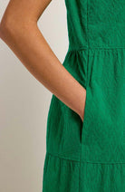 Lanius Maxi dress textured green sustainably & fairly made | Sophie Stone
