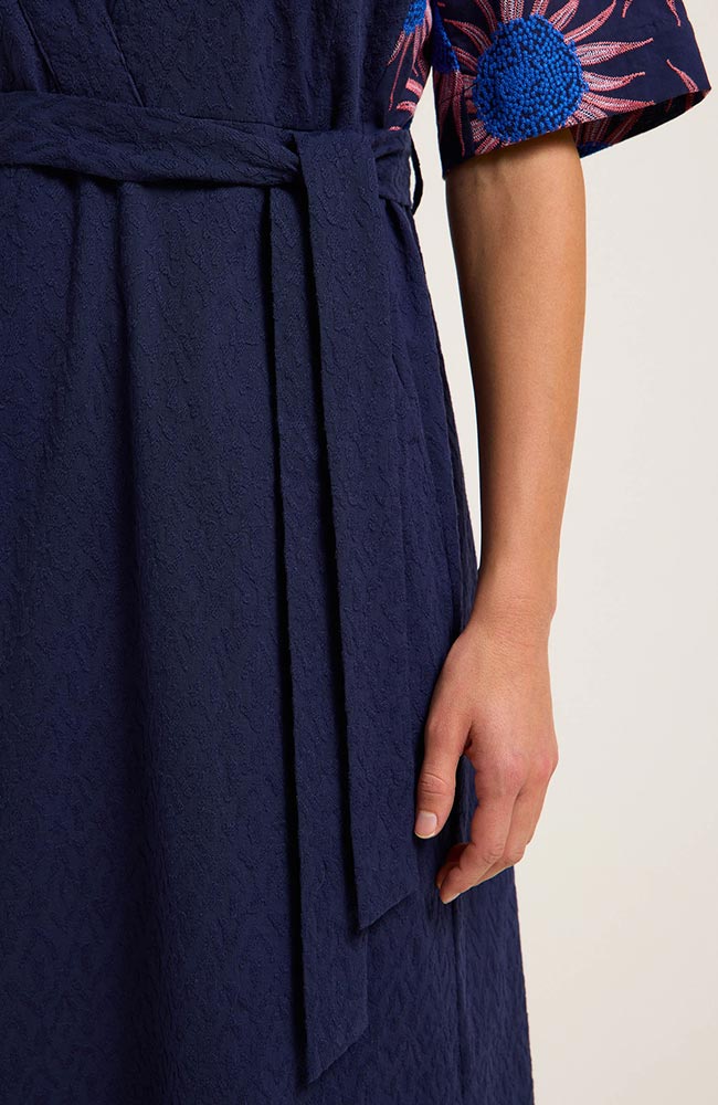 Lanius Midi dress blue embroidered fair & sustainably made | Sophie Stone