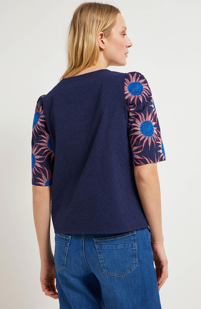 Lanius Blouse flower blue from sustainable organic cotton for women | Sophie Stone