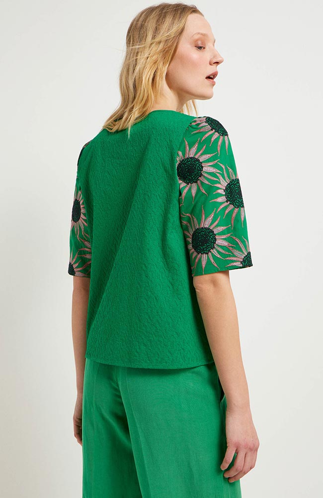 Lanius Blouse flower green from sustainable organic cotton for women | Sophie Stone