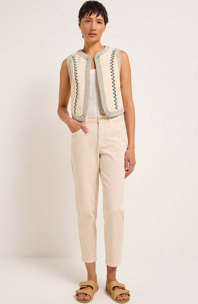 Lanius Cardigan embroidered beige made of sustainable organic cotton for women | Sophie Stone