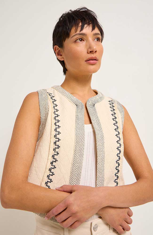 Lanius Cardigan embroidered beige made of organic cotton | Sophie Stone