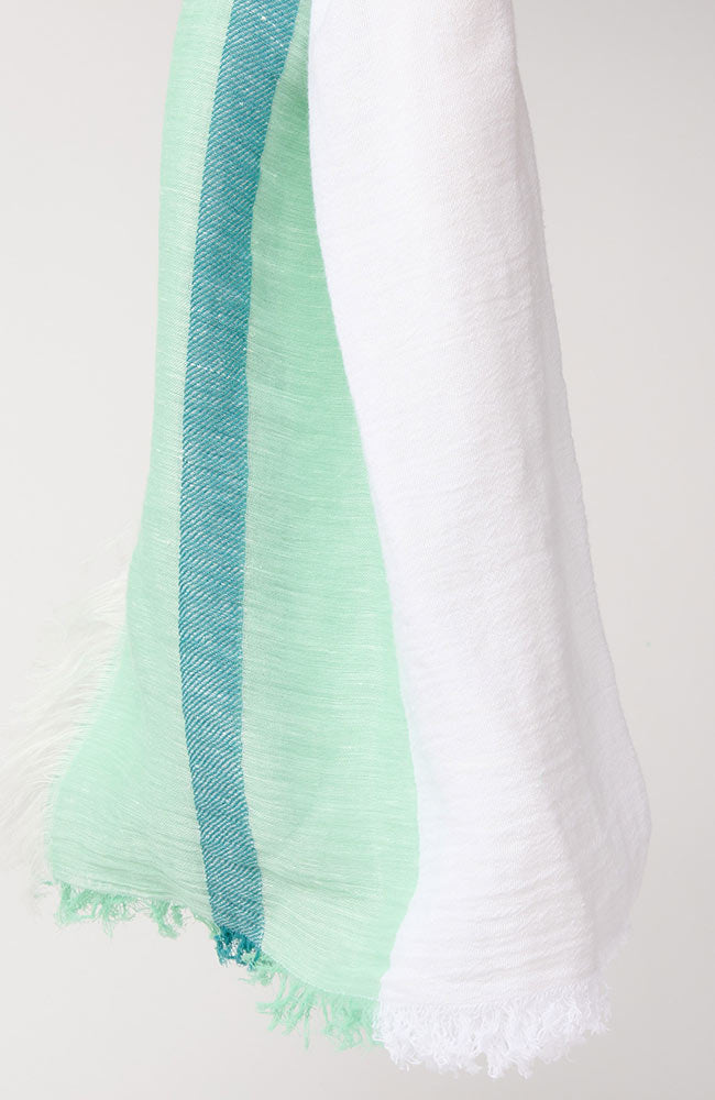 Lanius linen scarf green with white durable | Sophie Stone