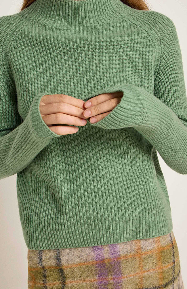  Lanius rib knit sweater sage from organic merino wool | Sophie Stone