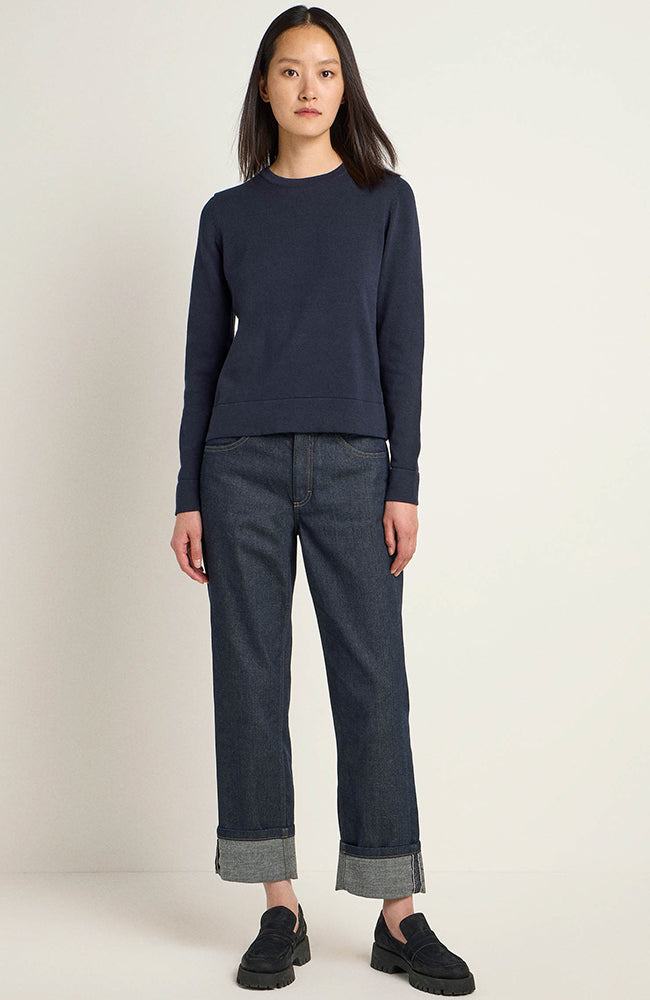 Lanius fine-knit sweater dark blue in organic cotton | Sophie Stone