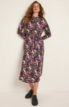 Lanius Midi dress print purple from lyocell TENCEL print butterfly | Sophie Stone