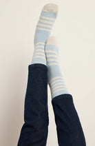 Lanius durable stripe socks blue from organic cotton and wool for women | Sophie Stone