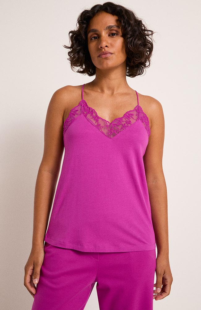 Lanius top with lace pink organic cotton | Sophie Stone