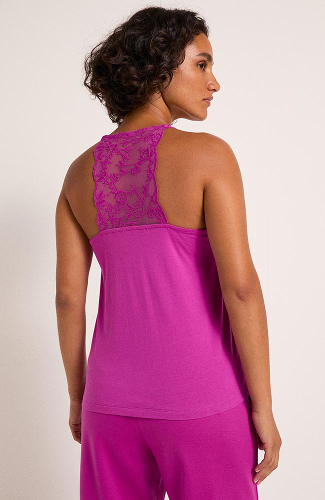 Lanius top with lace pink sustainable organic cotton | Sophie Stone