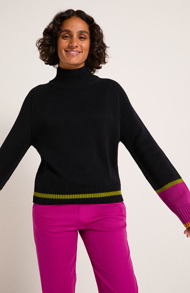 LANIUS Colourblock sweater black from sustainable organic cotton | Sophie Stone