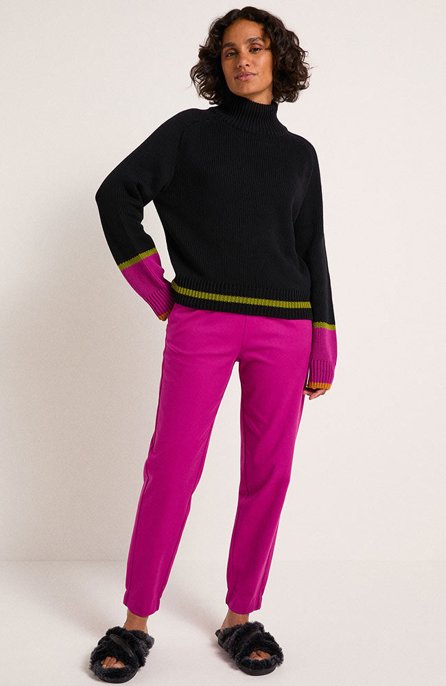 LANIUS Colourblock sweater black from organic cotton | Sophie Stone