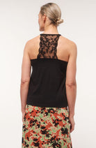Lanius top with lace black sustainable organic cotton | Sophie Stone
