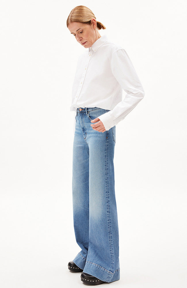 ARMEDANGELS Murliaa misty blue wide leg jeans recycled cotton | Sophie Stone