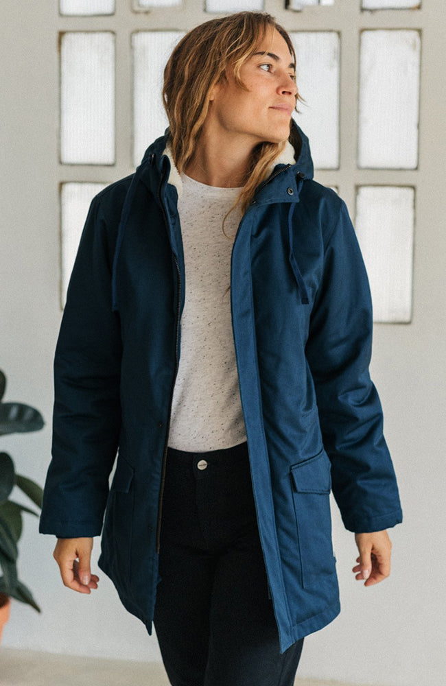 TWOTHIRDS Pinta winter coat blue recycled material for women | Sophie Stone