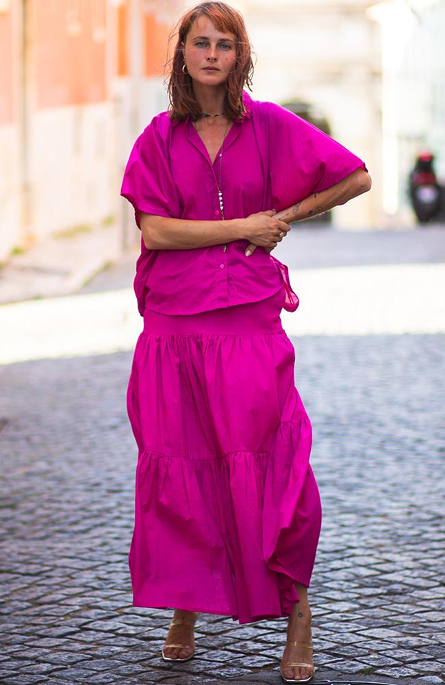 Poppyfield Sole skirt pink from organic cotton ladies | Sophie Stone 