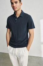 Men's Ecoalf Ted polo shirt deep navy in organic cotton | Sophie Stone 