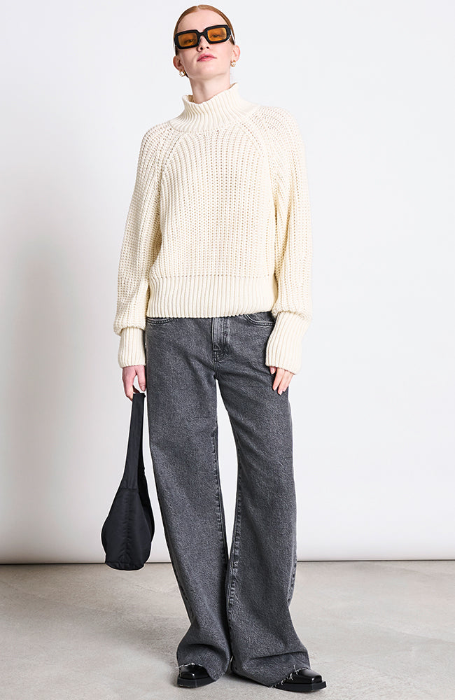 JAN 'N JUNE Ola chunky knit sweater off white in organic cotton | Sophie Stone