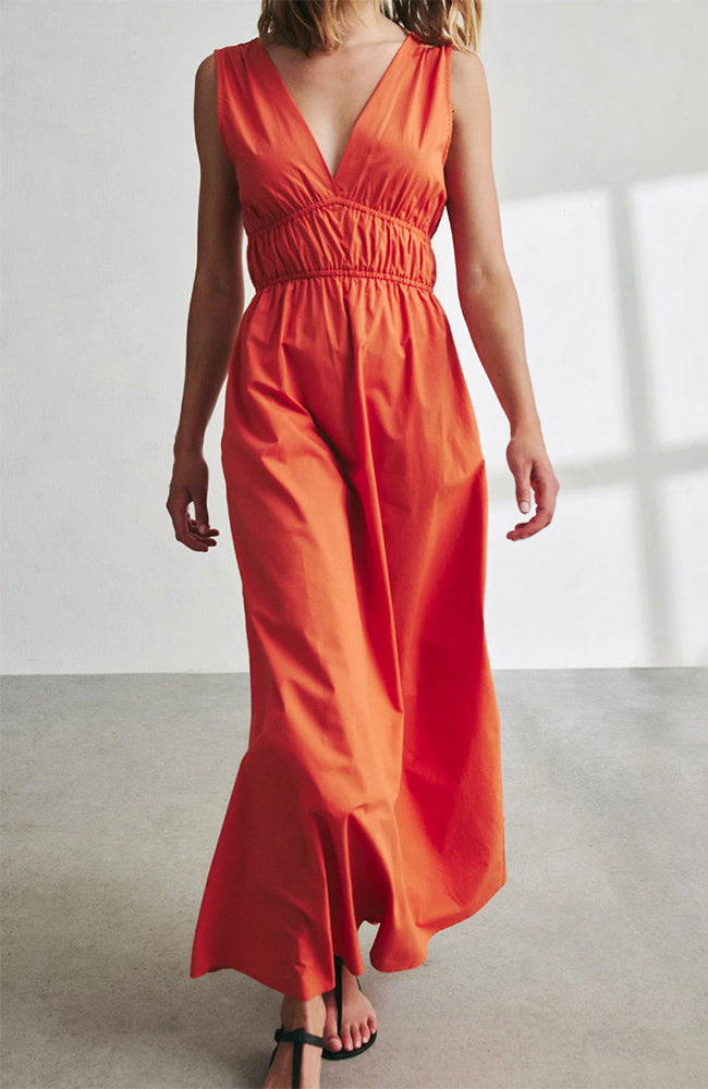 Ecoalf Bornite dress dusty orange in organic cotton and linen for women | Sophie Stone 
