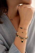 A Beautiful Story Charmed bracelet black onyx from brass material | Sophie Stone