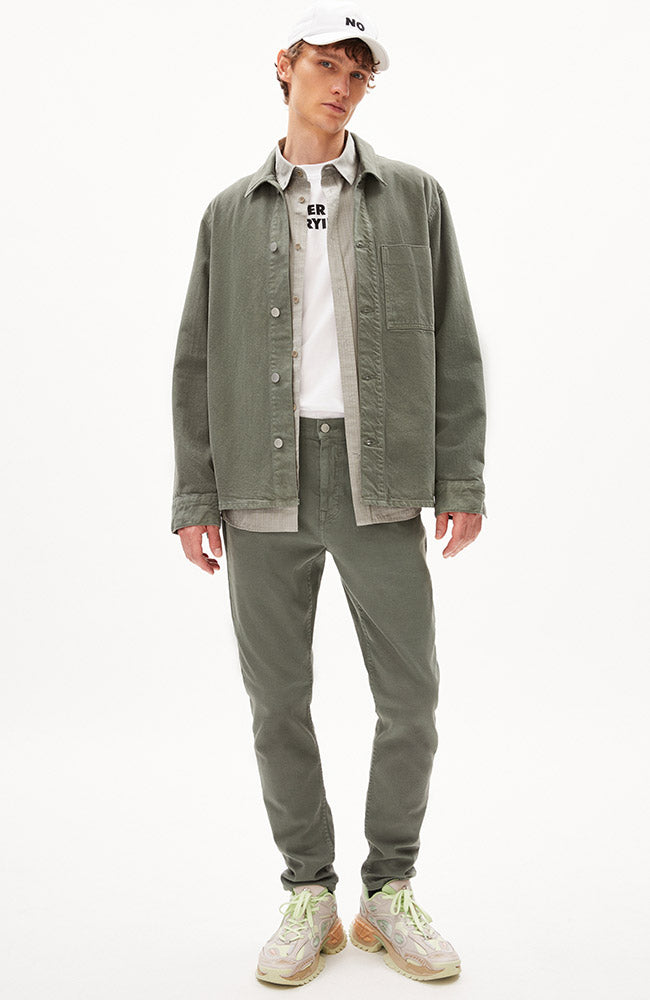 ARMEDANGELS Faarn overshirt gray green from recycled cotton | Sophie Stone