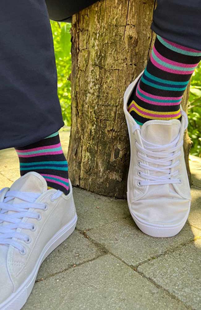 Swole Panda unisex fine stripe socks | Sophie Stone