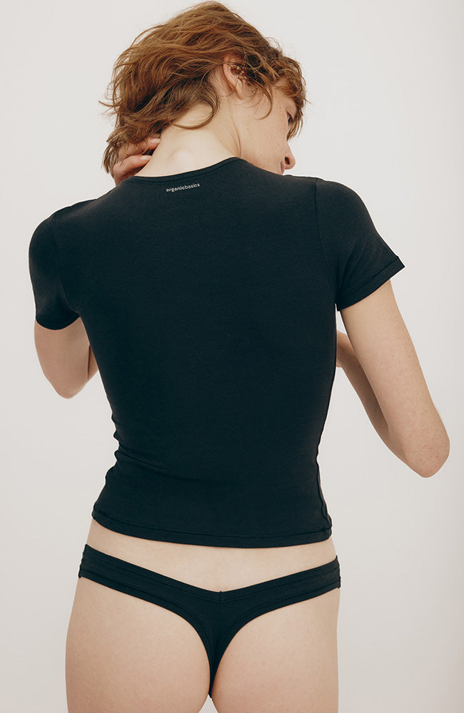 Organic Basics Flex t-shirt black from organic cotton | Sophie Stone