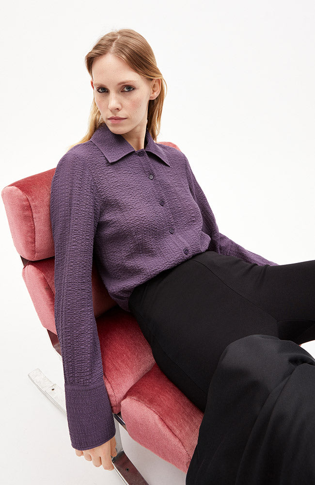 ARMEDANGELS Fradaa Crinkle blouse purple durable organic cotton | Sophie Stone