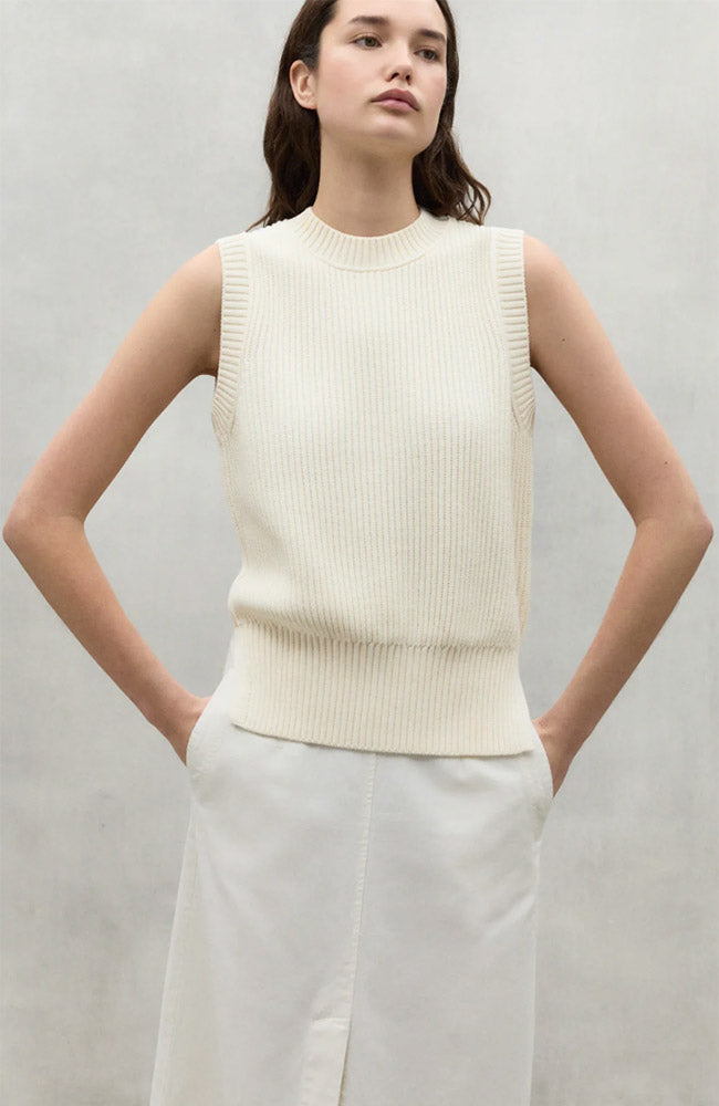 ECOALF Hiedra knit spencer ecru from organic & recycled cotton ladies | Sophie Stone