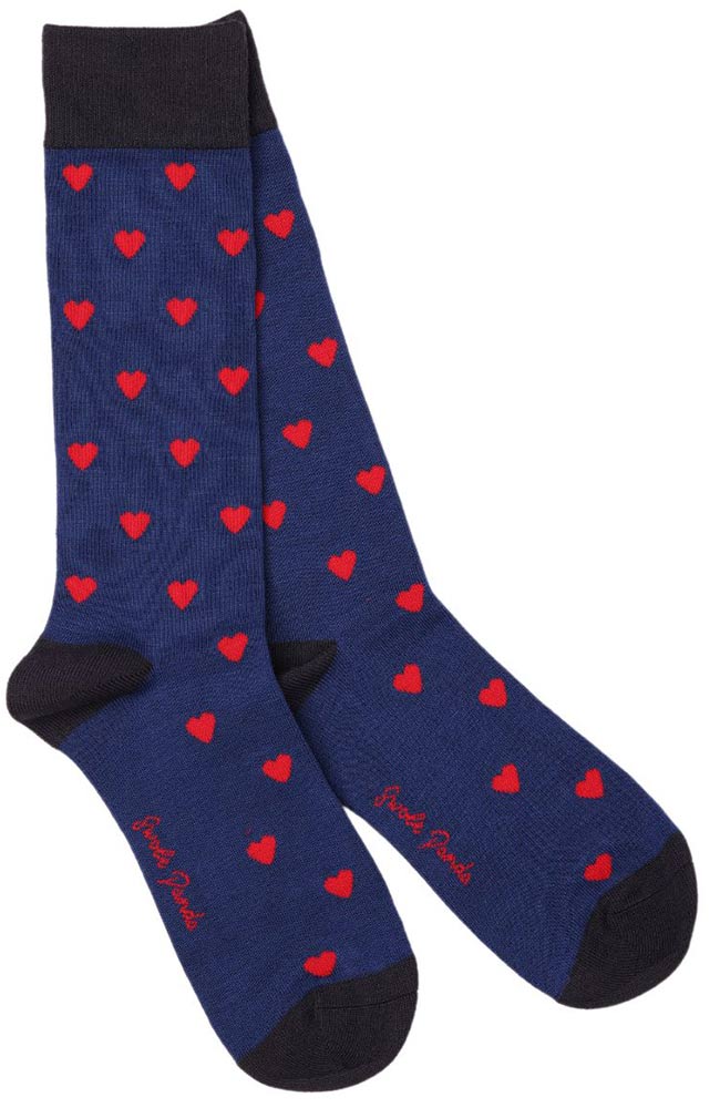 Swole Panda unisex socks from Moso bamboo blue with hearts | Sophie Stone