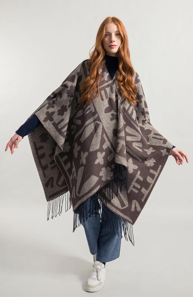 Rifò Creek kimono-mantel bruin van gerecycled katoen | Sophie Stone
