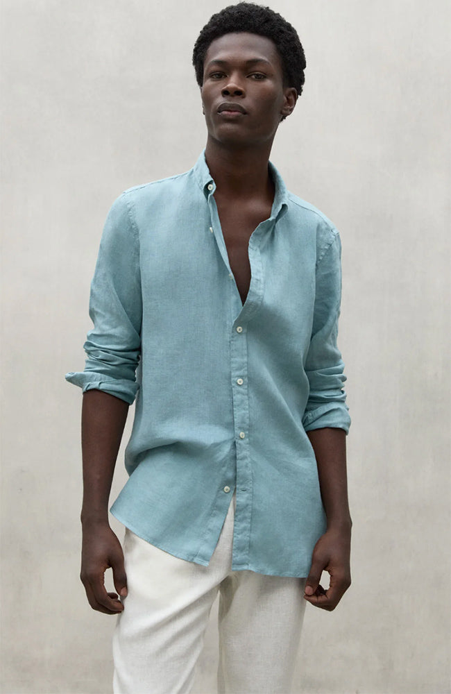 Ecoalf Malibu shirt aqua green durable linen | Sophie Stone