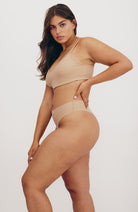 Organic Basics Naked rib thong hazel in durably recycled nylon | Sophie Stone